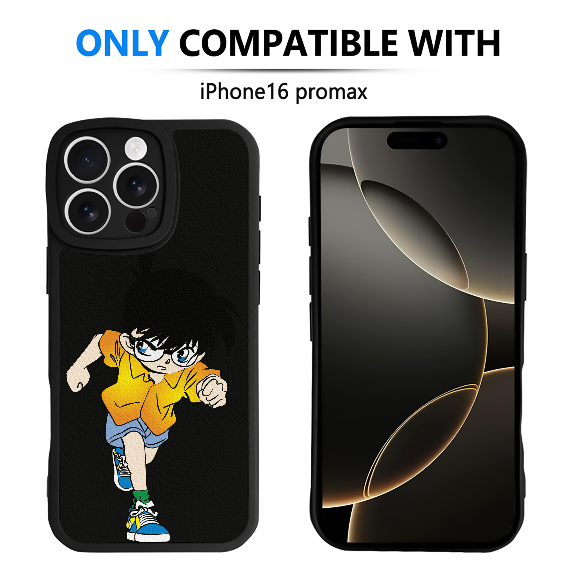 （画像用） 名探偵コナン 江戸川 コナン Detective Conan Conan Edogawa 【iPhone 16シリーズ対応】シリコンスマホケース（レザー調） 材質：シリコン